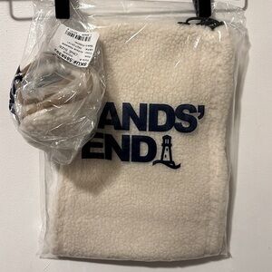 NWT!! Lands End Cozy Sherpa Gaiter and Ear Muff Set, Antique Alabaster White